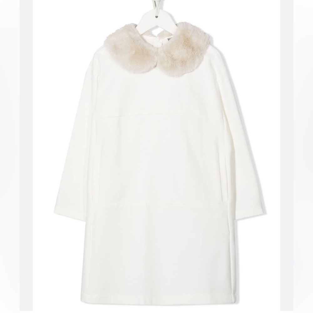 Il Gufo faux-fur collar midi dress